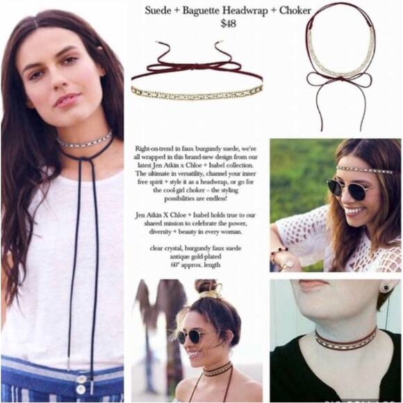 Jen Atkin x Chloe + Isabel Boho Suede & Baguette Headwrap Choker Bracelet - Picture 10 of 12